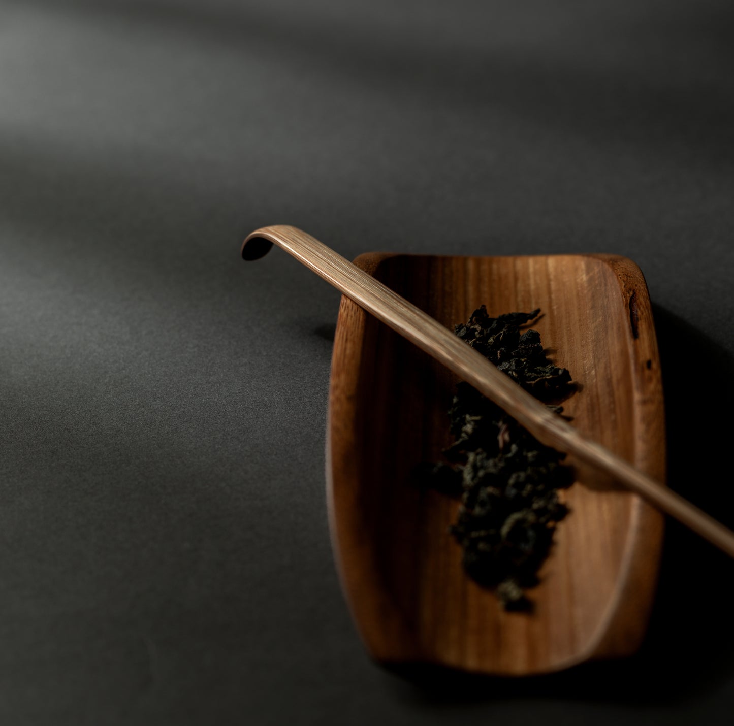 煤竹拭漆茶則(大)