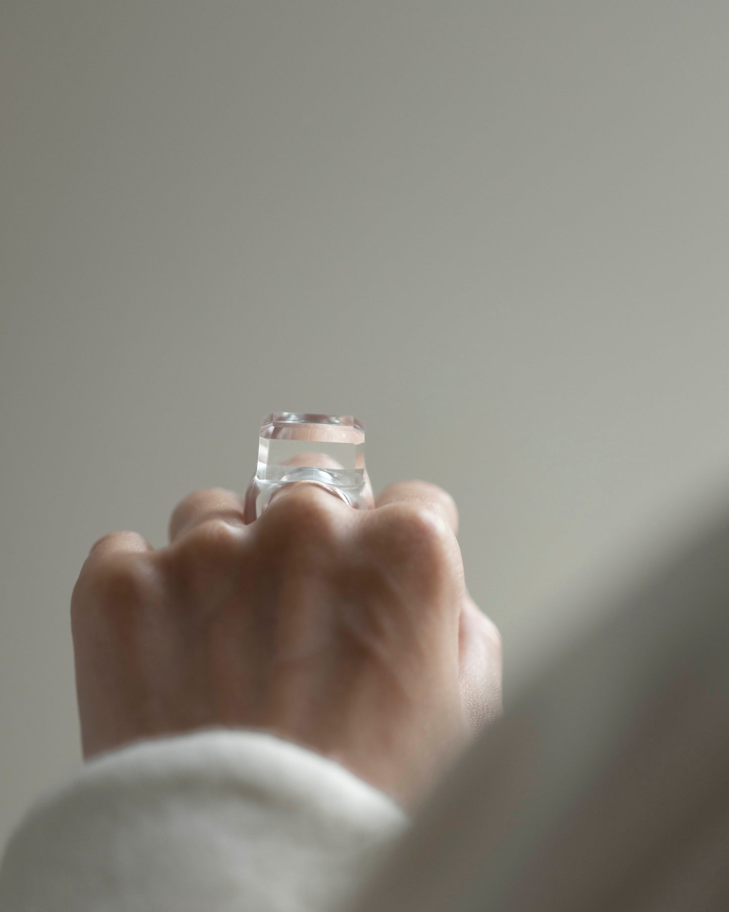 Rock crystal emerald cut ring
