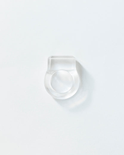 Rock crystal emerald cut ring